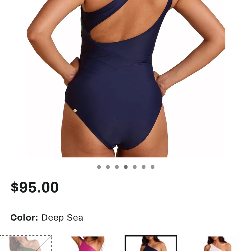 Summersalt  sidestroke Blue One Piece Swimsuit Scoop Neck 16 long torso